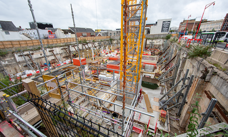 Bespoke basement propping installed to facilitate city centre development